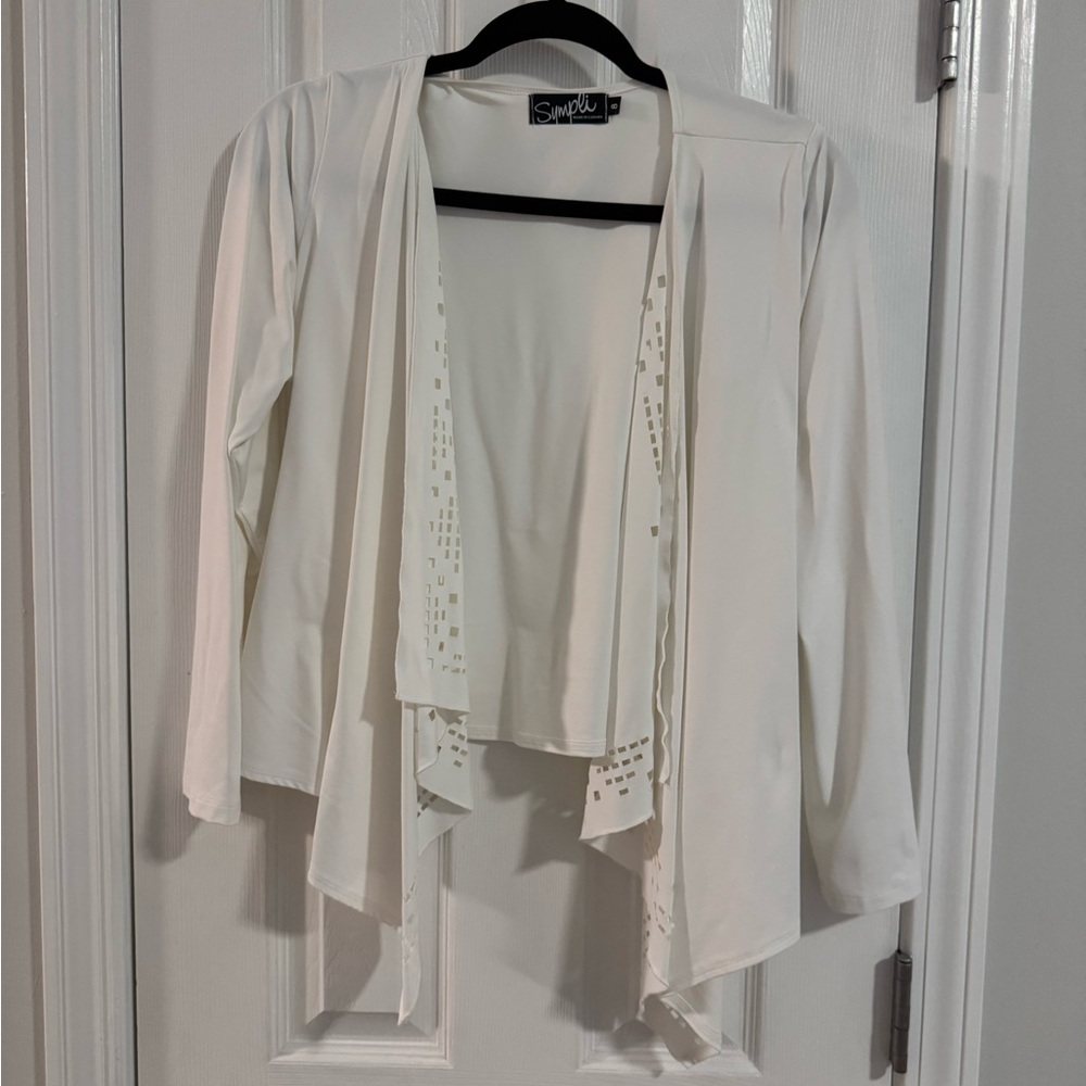 Sympli Open Jersey Top White Mosaic